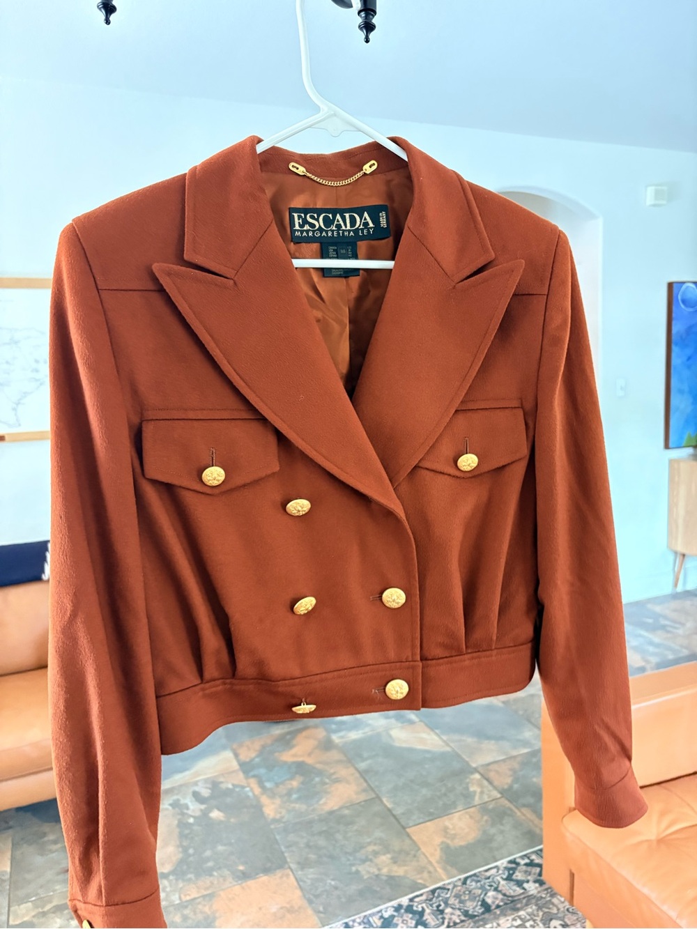 Vintage Escada Margaretha Ley Wool Cashmere Cropped Double Breasted Jacket